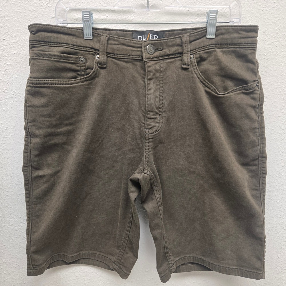 DU/ER N2X Mens 34 Olive Performance Stretch Commuter Hiking Shorts Relaxed Fit